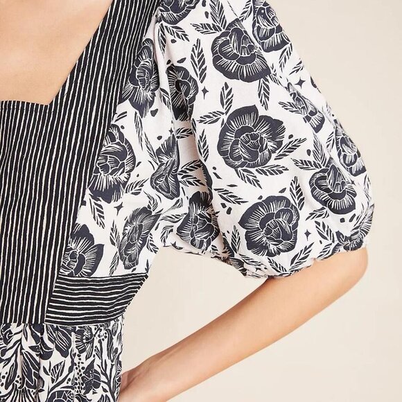 ANTHROPOLOGIE Bloomingprint Dress Adrienne Flounced Midi Floral Size 14 Pockets - Picture 3 of 13